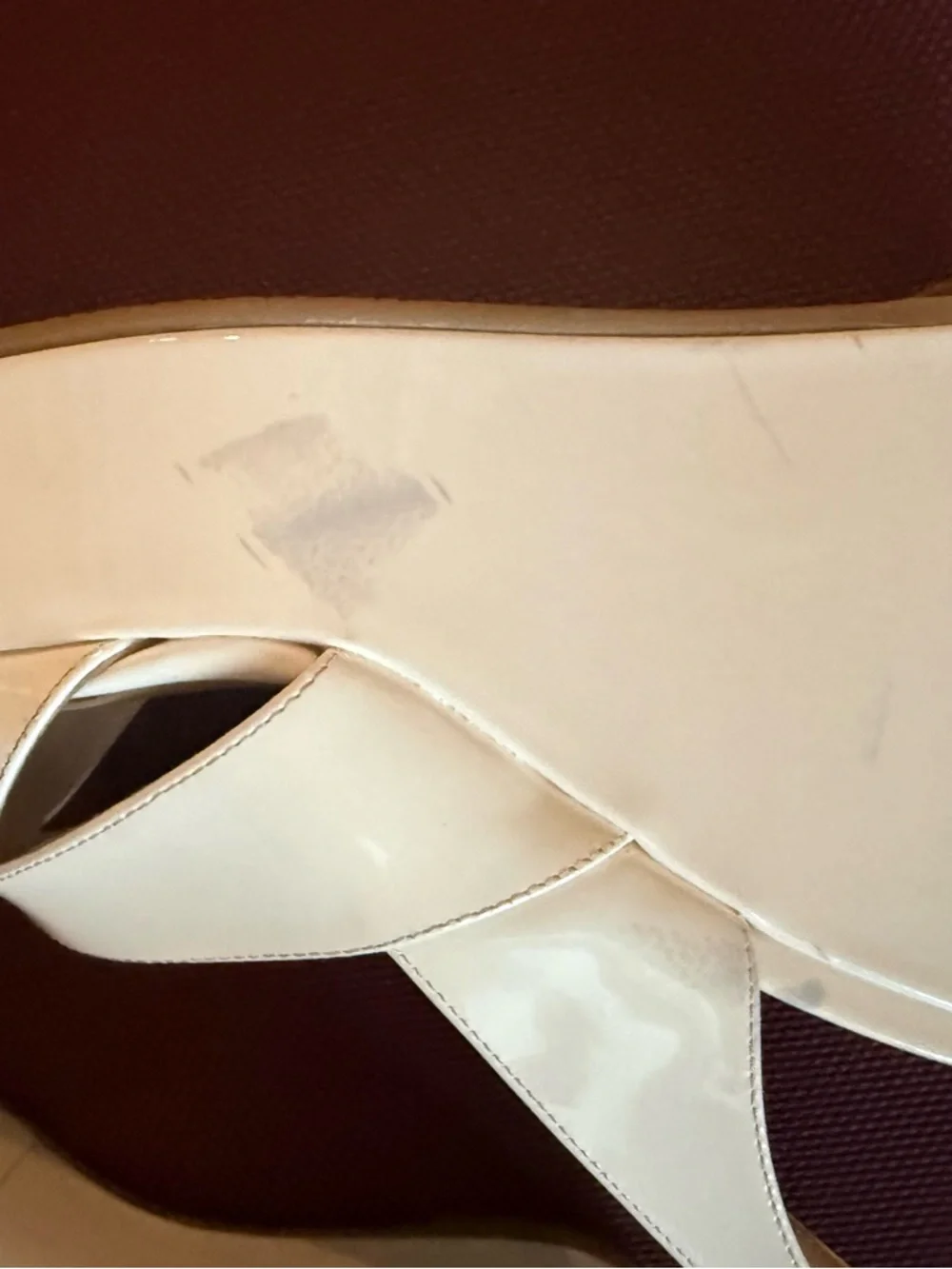 Stuart Weitzman Cream Patent Leather Platform Wedge Sandals - Picture 6 of 12